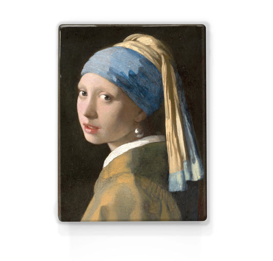 023. Meisje met de parel - Johannes Vermeer op houten paneel(tje) klein
