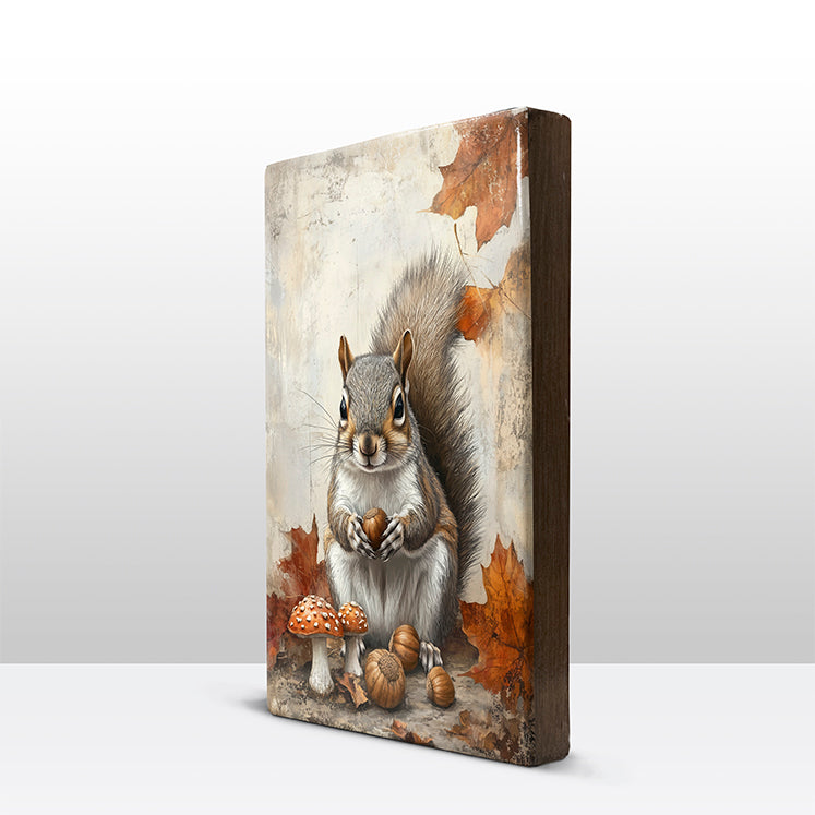 Artchoices exclusive: 108. Eekhoorn met nootjes op houten paneel(tje) klein