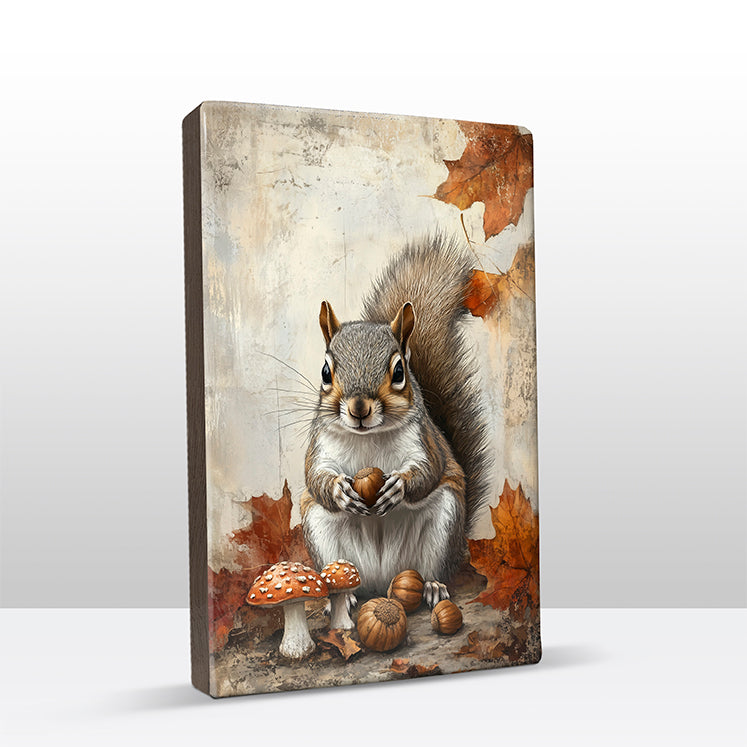 Artchoices exclusive: 108. Eekhoorn met nootjes op houten paneel(tje) klein