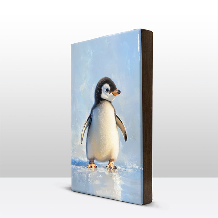Artchoices exclusive: 113. Cute baby pinguïn op houten paneel(tje) klein