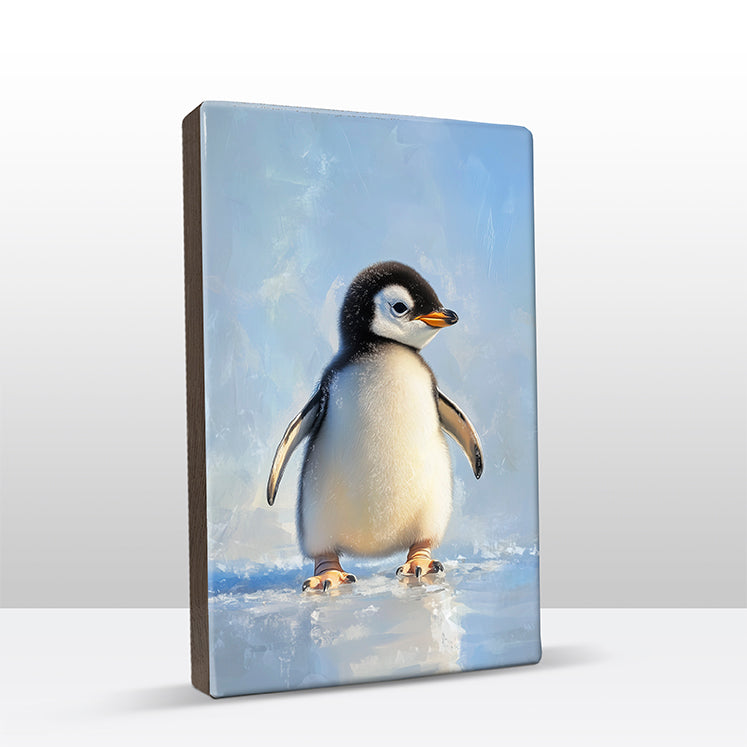 Artchoices exclusive: 113. Cute baby pinguïn op houten paneel(tje) klein