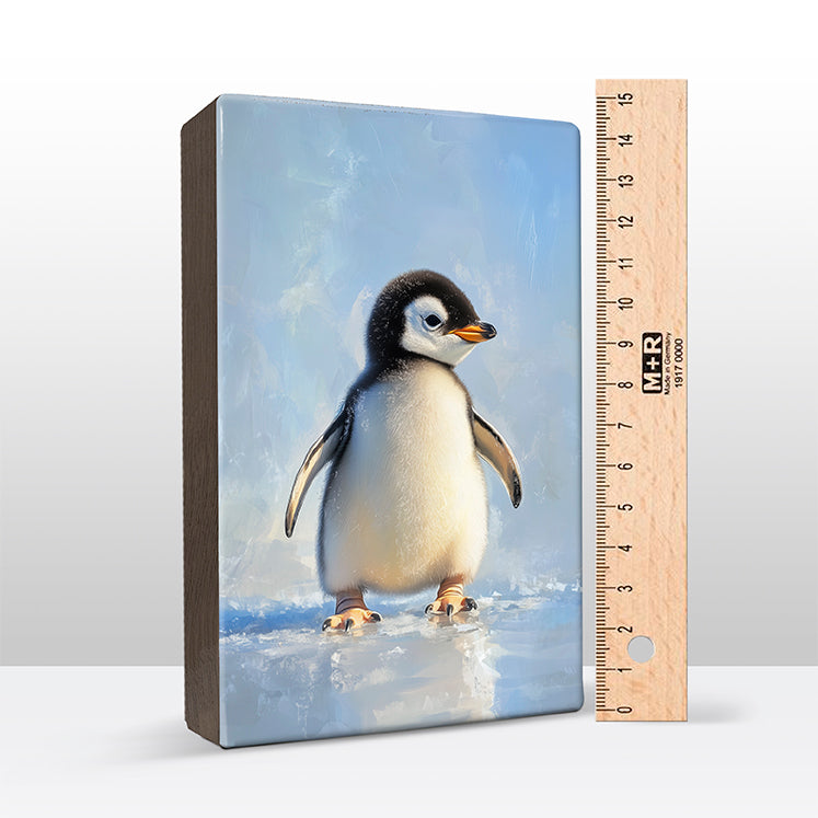 Artchoices exclusive: 113. Cute baby pinguïn op houten paneel(tje) klein