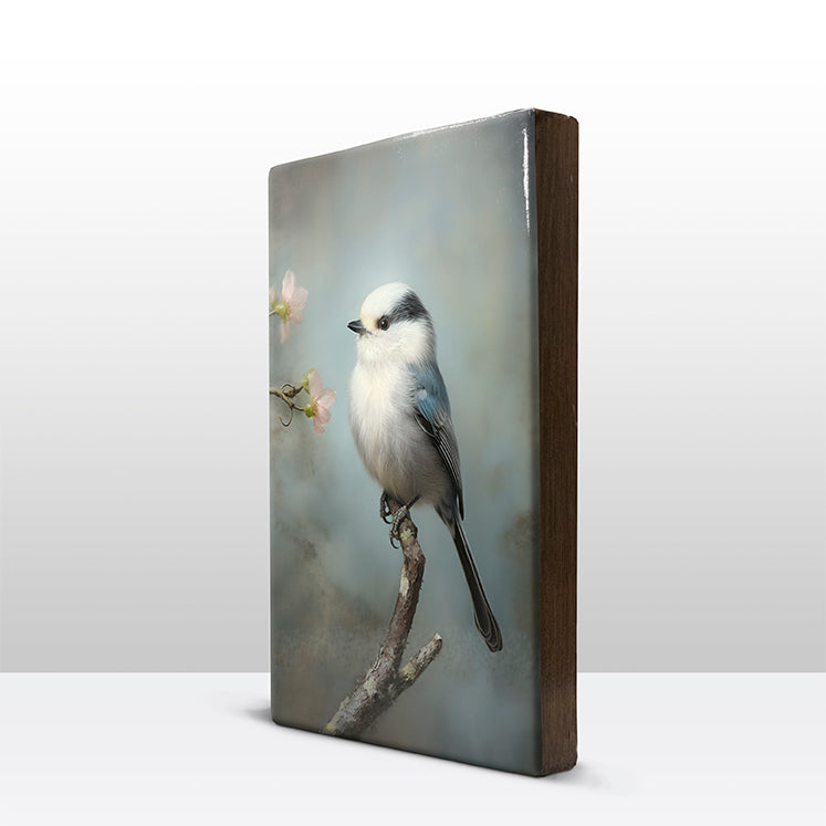 Artchoices exclusive: 174. Witkop meesje op houten paneel(tje) klein
