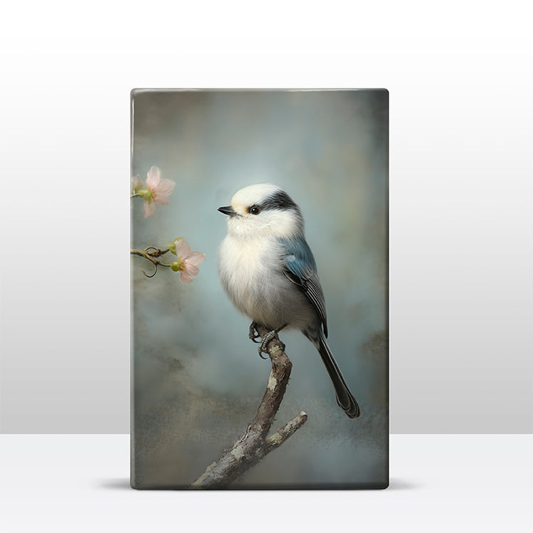 Artchoices exclusive: 174. Witkop meesje op houten paneel(tje) klein
