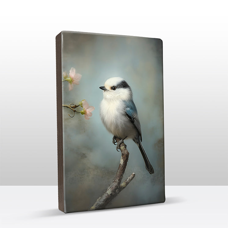 Artchoices exclusive: 174. Witkop meesje op houten paneel(tje) klein