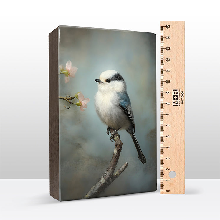 Artchoices exclusive: 174. Witkop meesje op houten paneel(tje) klein