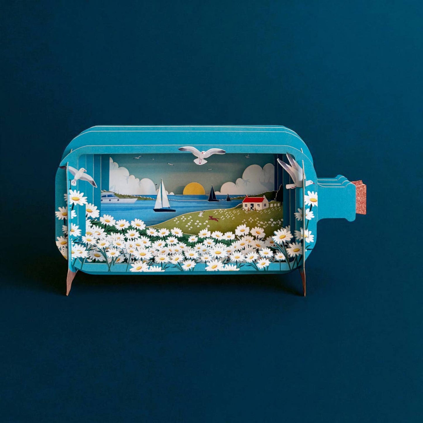 Bericht in een fles pop-up kaarten - Aan zee
