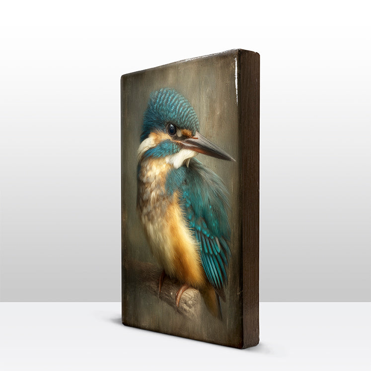 Artchoices exclusive: 233. Close-up baby ijsvogel op een houten paneel(tje) klein