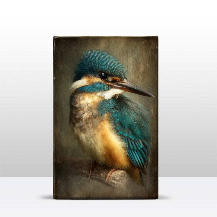 Artchoices exclusive: 233. Close-up baby ijsvogel op een houten paneel(tje) klein
