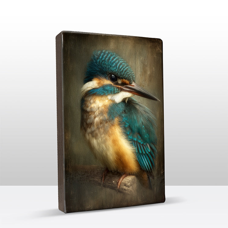 Artchoices exclusive: 233. Close-up baby ijsvogel op een houten paneel(tje) klein