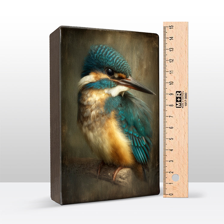 Artchoices exclusive: 233. Close-up baby ijsvogel op een houten paneel(tje) klein