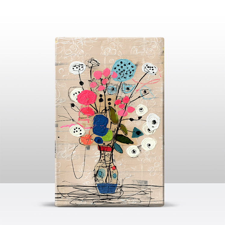 Artchoices exclusive: 236. Stilleven bloemen boeket op een houten paneel(tje) klein