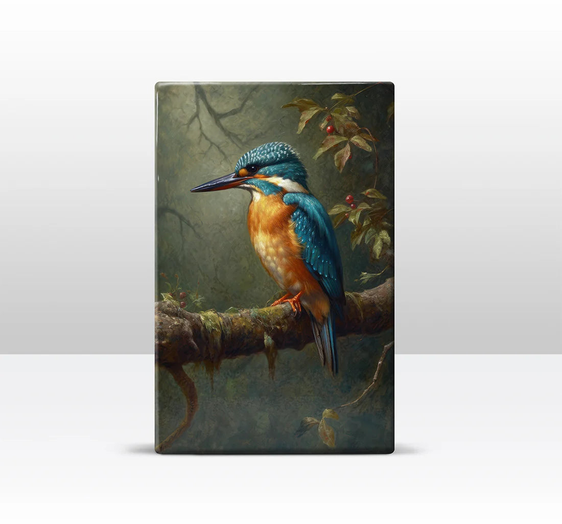 372. IJsvogel 2 op houten paneel(tje) groot