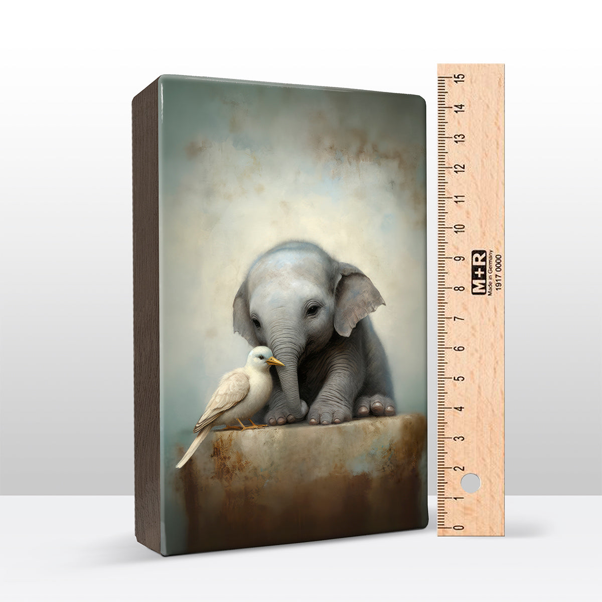 Artchoices exclusive: 021. Cute baby olifant op houten paneel(tje)