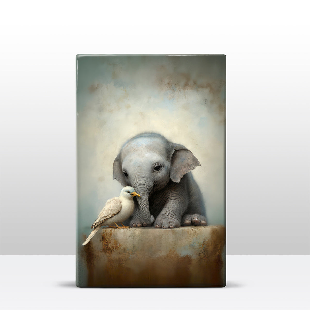 Artchoices exclusive: 021. Cute baby olifant op houten paneel(tje)