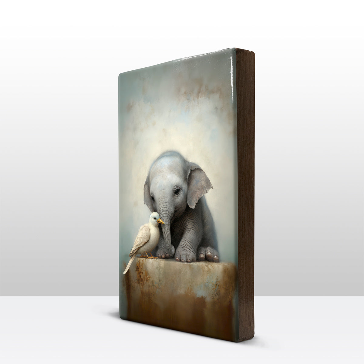 Artchoices exclusive: 021. Cute baby olifant op houten paneel(tje)