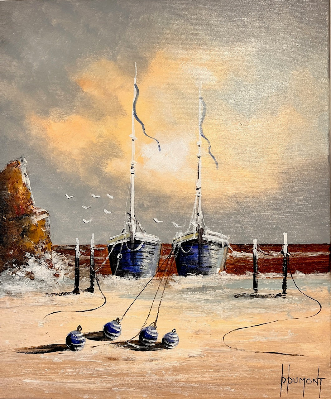 Aangemeerde boten in stille haven