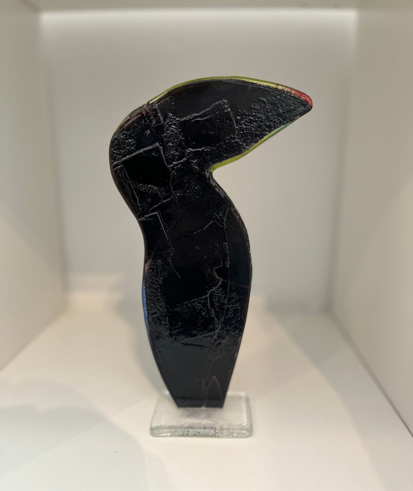 Glazen Habrat Toekan groen/oranje groot