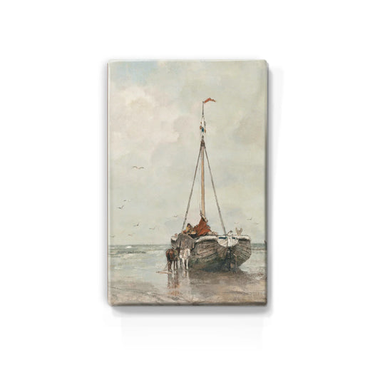 021. Bomschuit op het Scheveningse strand - Jacob Maris op houten paneel(tje) klein