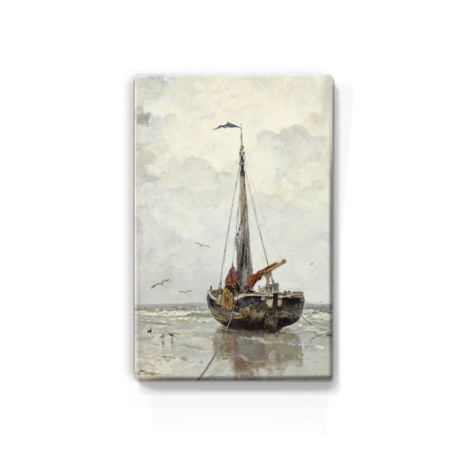 022. Vissersboot - Jacob Maris op houten paneel(tje) klein