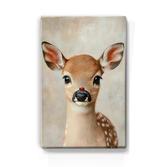 Artchoices exclusive: 100. Baby hertje met lieveheersbeestje op houten paneel(tje) klein