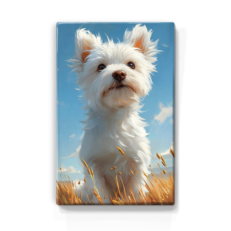 Artchoices exclusive: 134. Schattige Terrier hondje op houten paneel(tje) groot