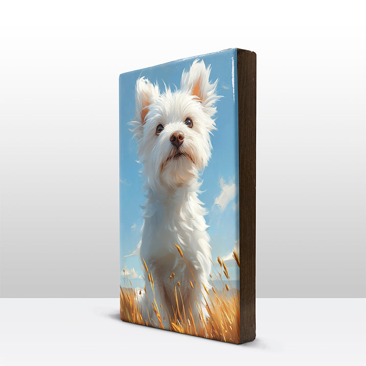 Artchoices exclusive: 134. Schattige Terrier hondje op houten paneel(tje) groot
