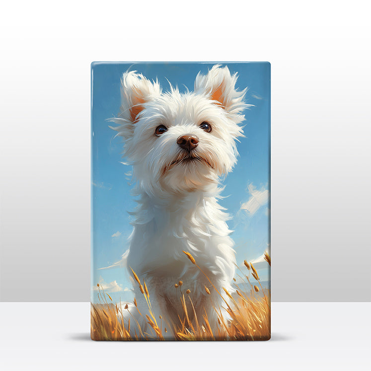 Artchoices exclusive: 134. Schattige Terrier hondje op houten paneel(tje) groot