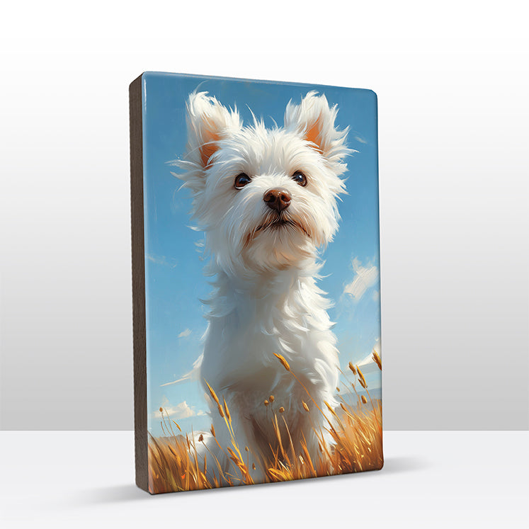 Artchoices exclusive: 134. Schattige Terrier hondje op houten paneel(tje) groot