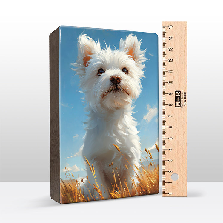 Artchoices exclusive: 134. Schattige Terrier hondje op houten paneel(tje) groot