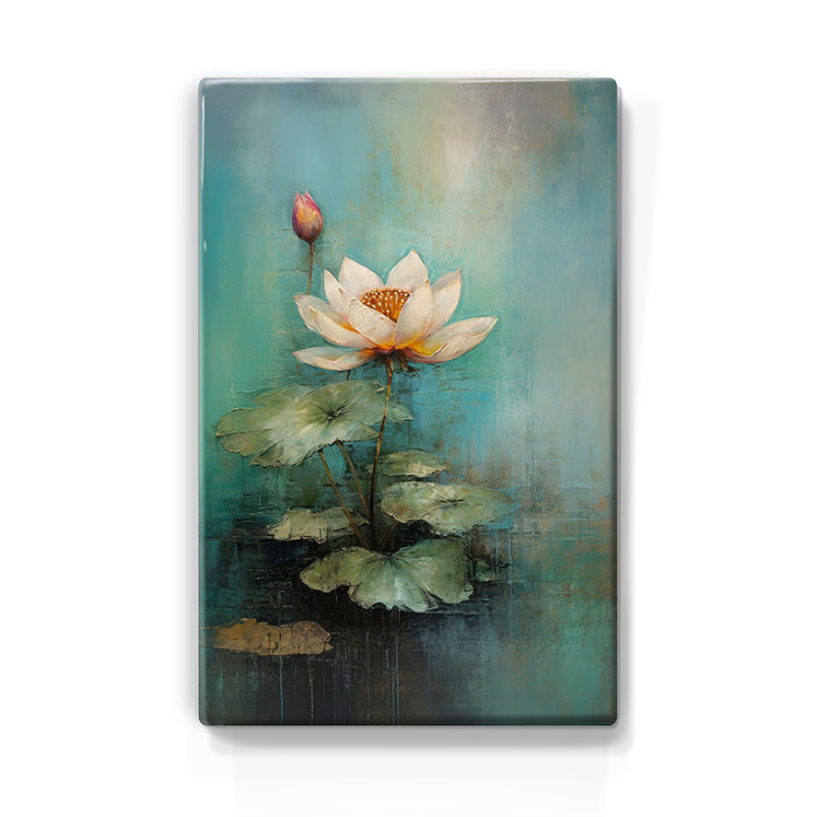 Artchoices exclusive: 148. Lotus in het water 2 op houten paneel(tje) groot