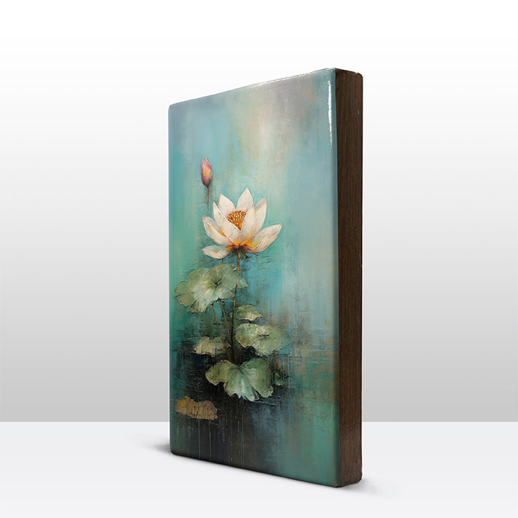 Artchoices exclusive: 148. Lotus in het water 2 op houten paneel(tje) groot