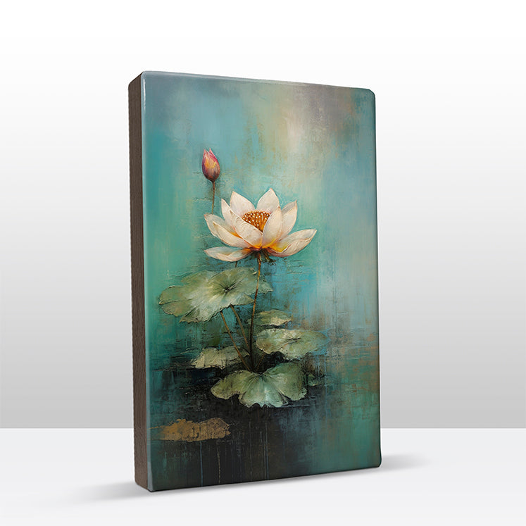 Artchoices exclusive: 148. Lotus in het water 2 op houten paneel(tje) groot