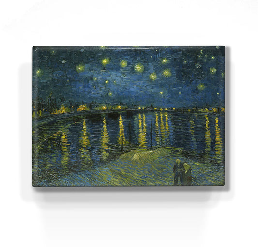 163. Sterrenhemel boven de Rhone - Vincent van Gogh op houten paneel(tje) klein