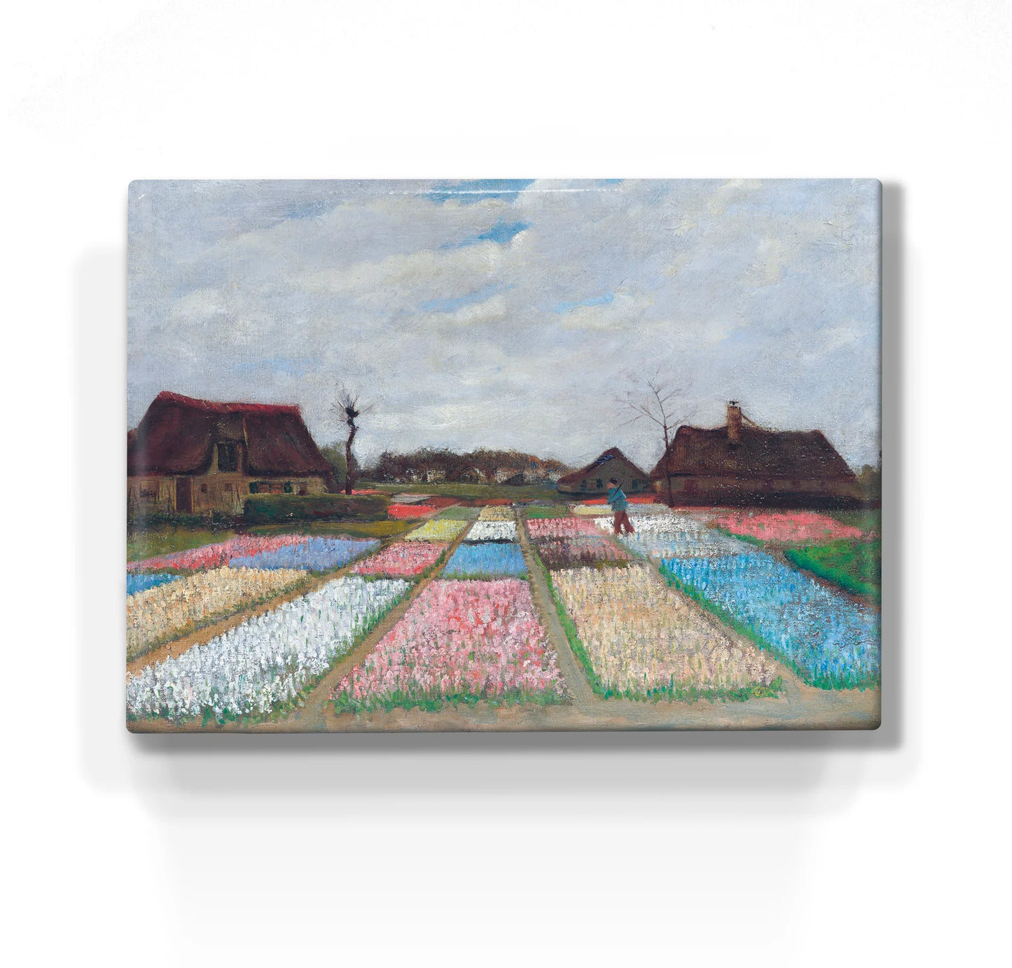 202. Bloembedden in Holland - Vincent van Gogh op houten paneel(tje) groot