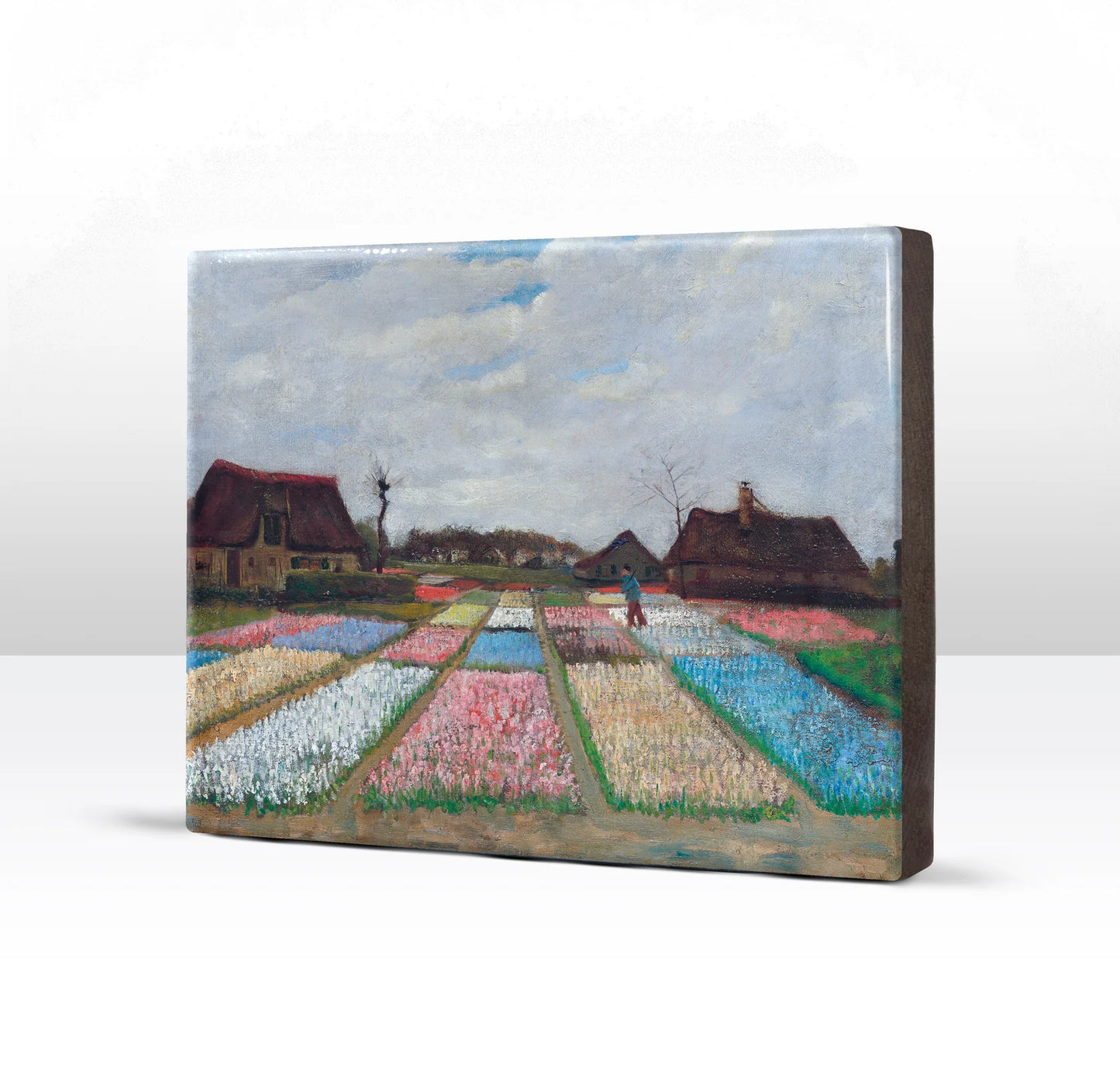 202. Bloembedden in Holland - Vincent van Gogh op houten paneel(tje) groot