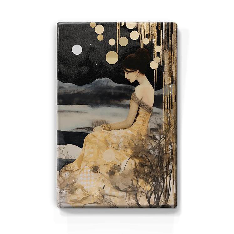 Artchoices exclusive: 208. Elegante dame in de avond op houten paneel(tje) groot