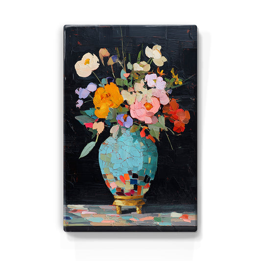 Artchoices exclusive: 231. Stilleven kleurrijke bloemen op een houten paneel(tje) groot