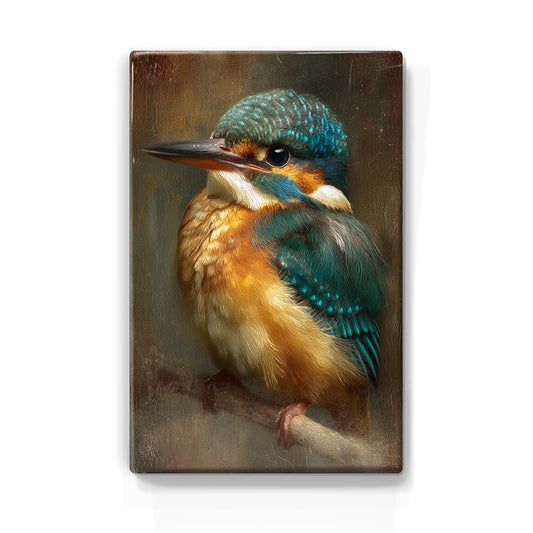 Artchoices exclusive: 234. Close-up baby ijsvogel 2 op een houten paneel(tje) groot