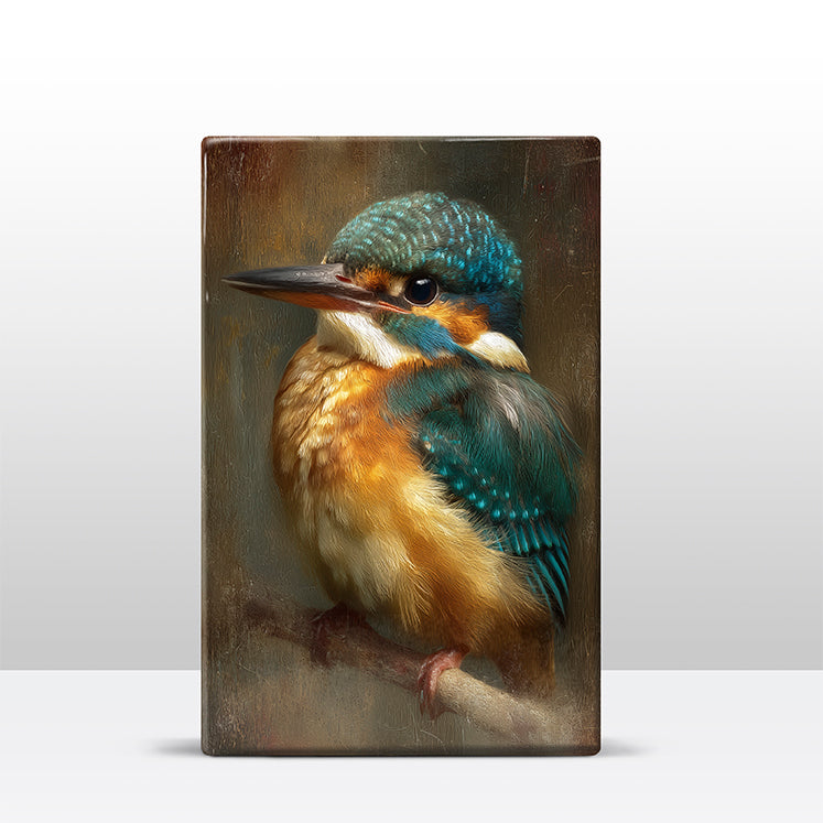 Artchoices exclusive: 234. Close-up baby ijsvogel 2 op een houten paneel(tje) groot