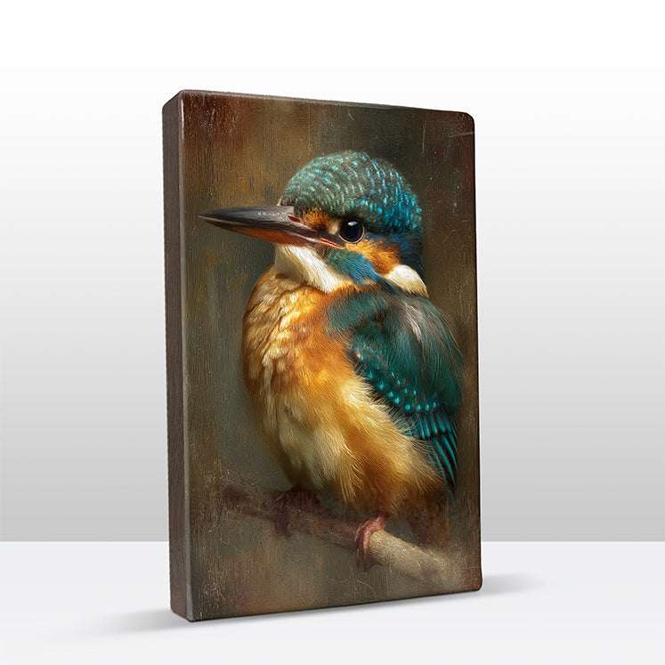 Artchoices exclusive: 234. Close-up baby ijsvogel 2 op een houten paneel(tje) groot