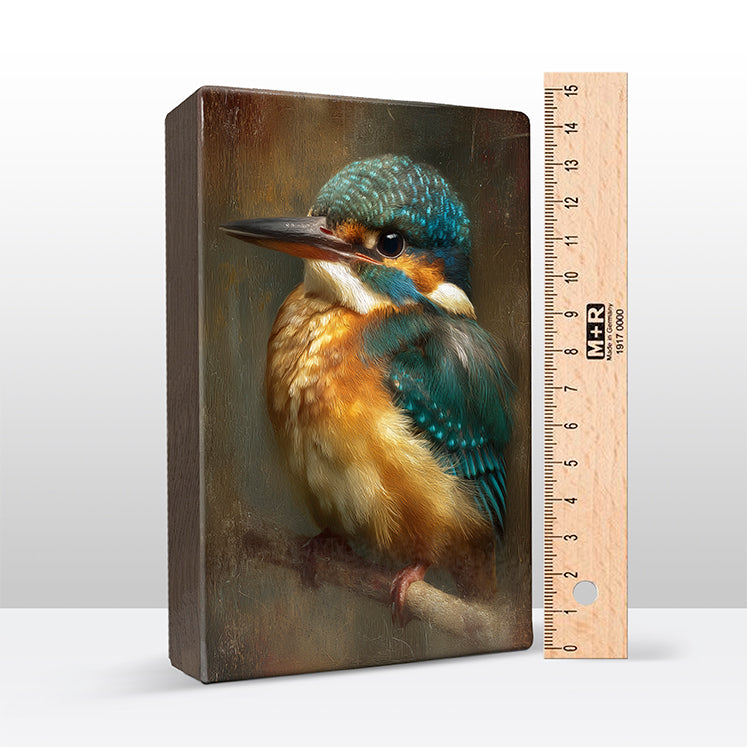 Artchoices exclusive: 234. Close-up baby ijsvogel 2 op een houten paneel(tje) groot