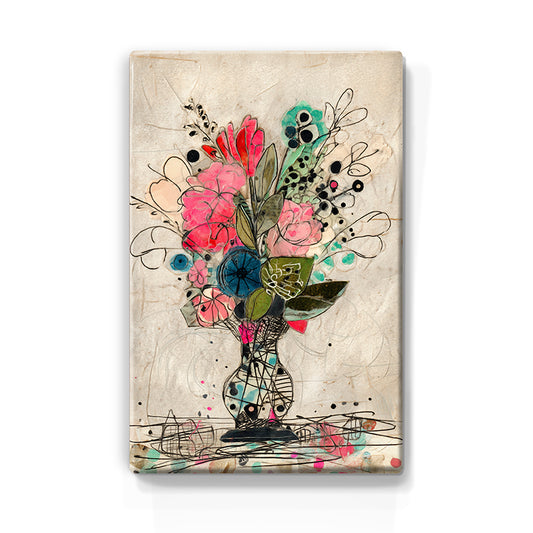 Artchoices exclusive: 237. Stilleven bloemen boeket op een houten paneel(tje) groot