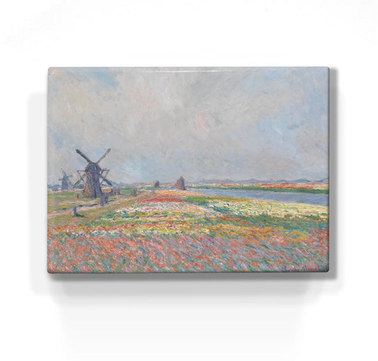 273. Tulpenvelden vlak bij Den Haag - Claude Monet op houten paneel(tje) klein