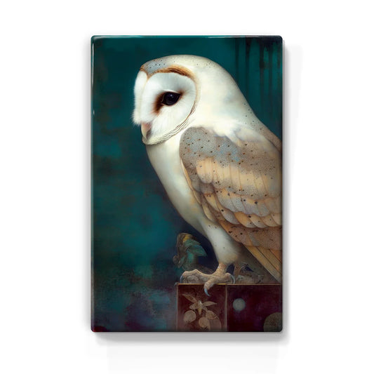 364. Stille Majesteit: De Blik van een Witte Uil op houten paneel(tje) klein