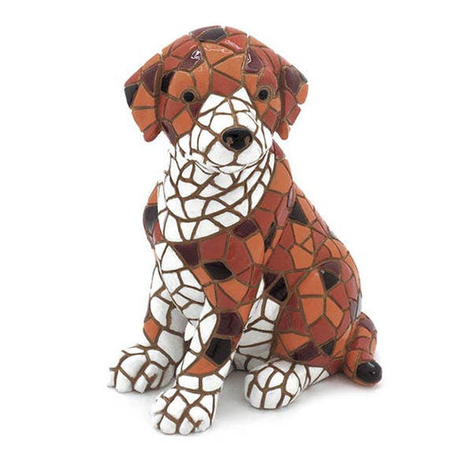 Hondenfiguur mozaïek - bruin - 14 cm