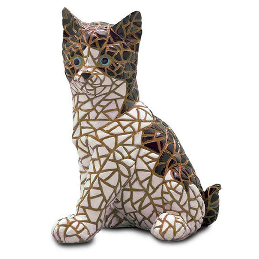 Mozaïek kattenfiguur - zwart wit - 6 cm