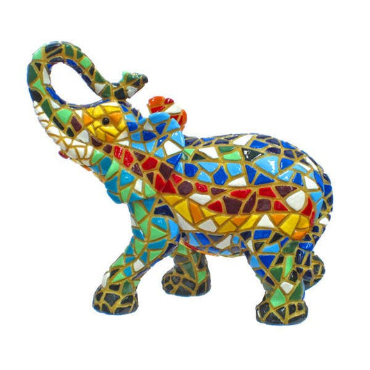 Mozaïekfiguur olifant - veelkleurig - 10 / 14 cm