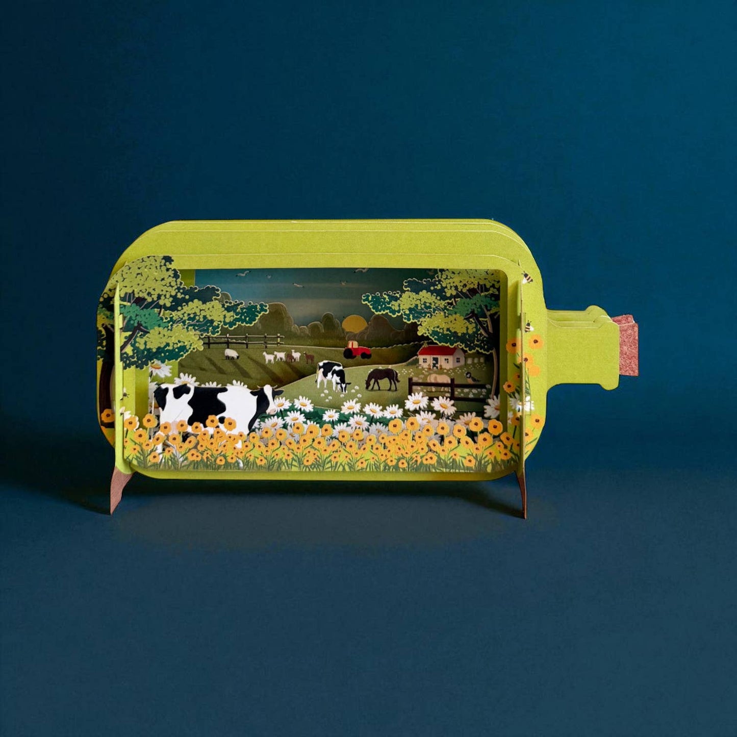 Bericht in een fles pop-up kaarten - Boerderij