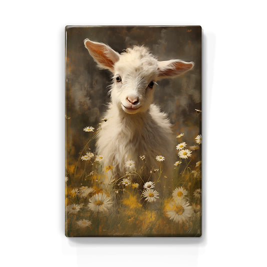 Artchoices exclusive: 94. Baby geitjes in weide met madeliefjes op houten paneel(tje) klein